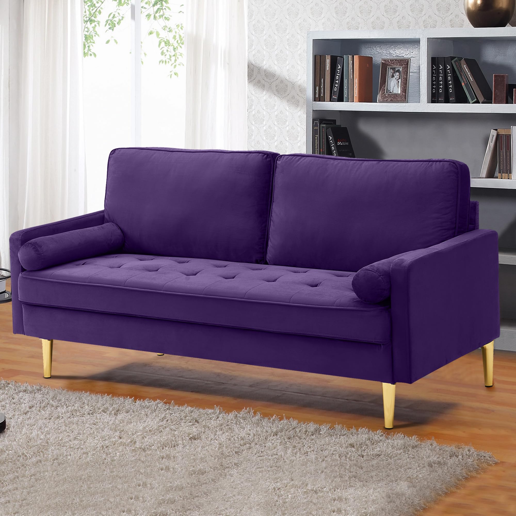 67" Modern Velvet Loveseat Sofa Couch, living room