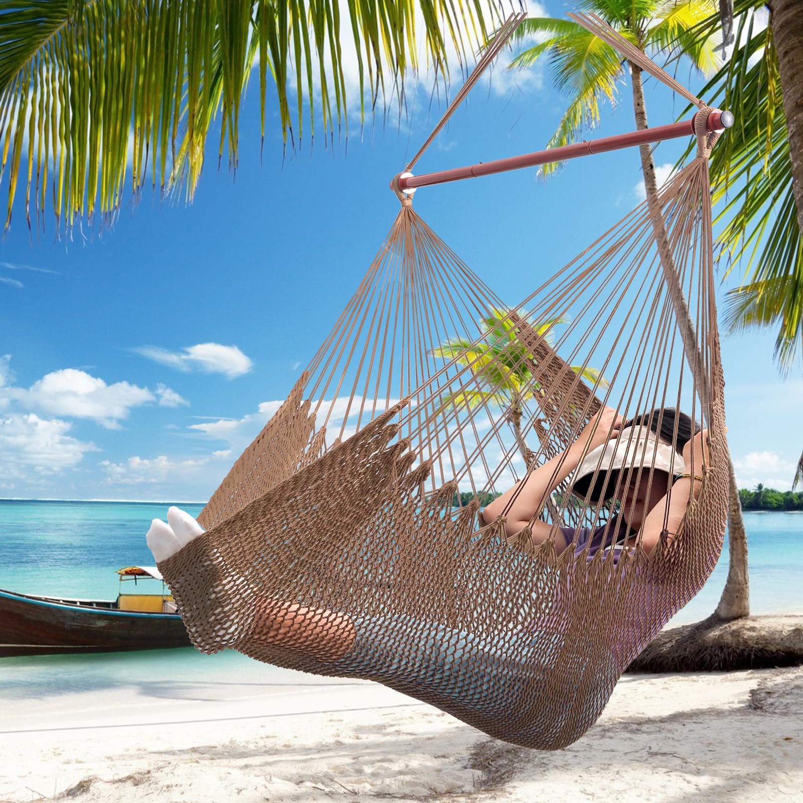 Large Hammock Chair,Caribbean Hammock Chair with Spreader Bar