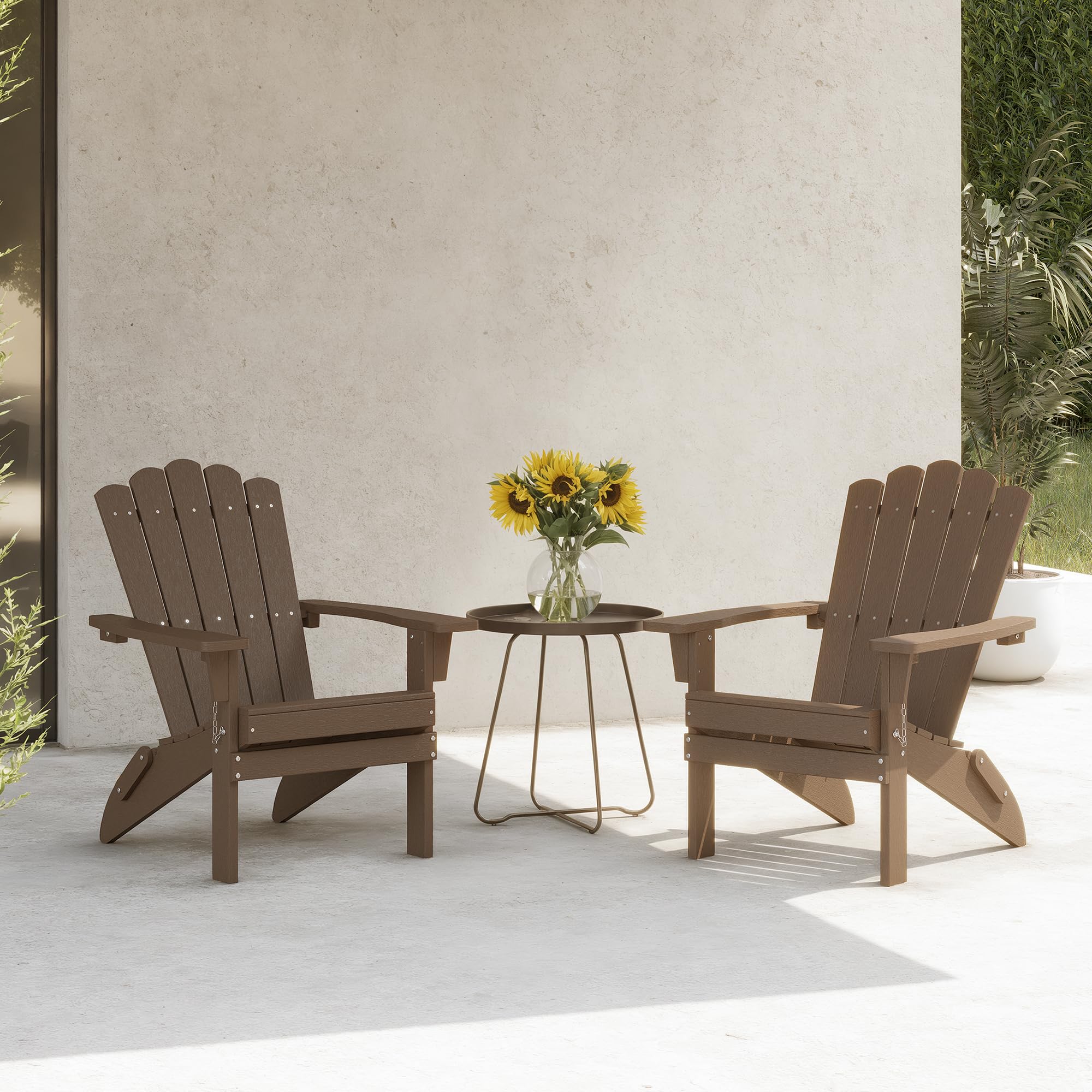 Folding HDPE Adirondack Chair Set of 4, Weather-Resistant Patio Chair