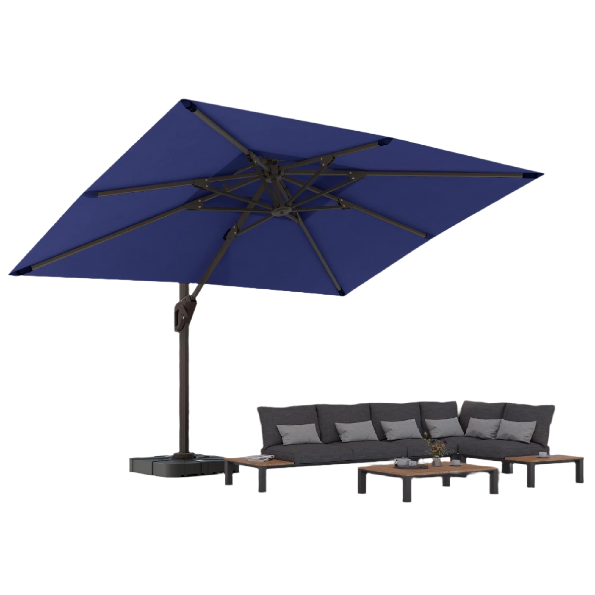 9' X 12' Cantilever Patio Umbrella with Base Included 360°Rotation Rectangular