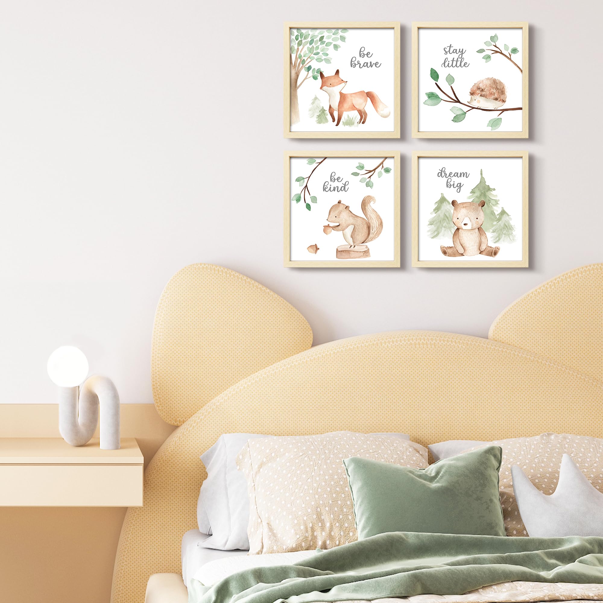 Framed Woodland Nursery Wall Decor, 10x10 inch Cute Baby Wall Art Room Decor