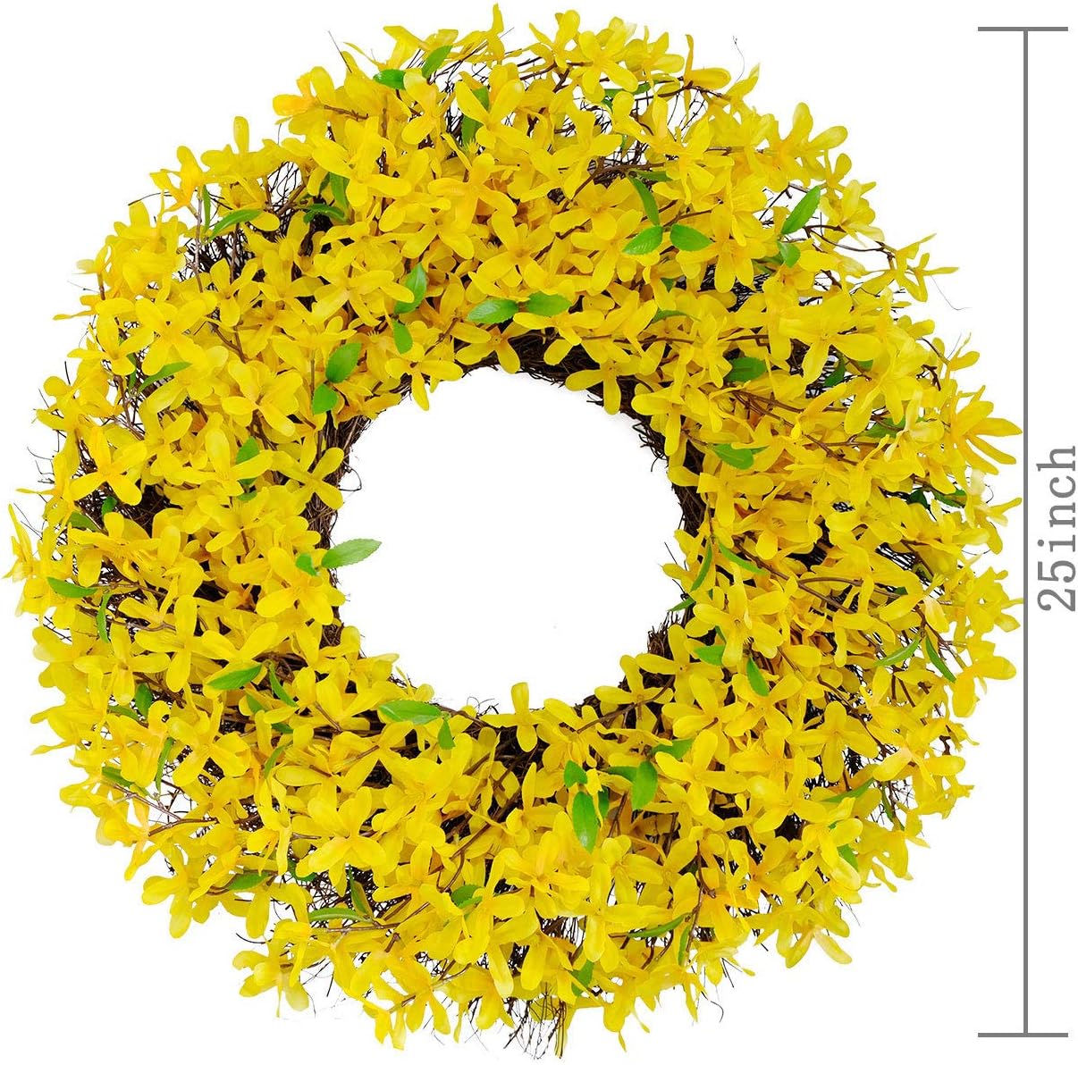 25 Inches Yellow Forsythia Flower Spring Wreath for Front Door
