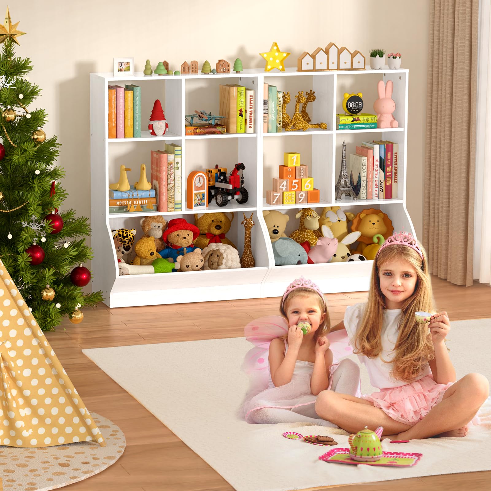 Toy Organizers and Storage, Toddler 5 Cube Kids Bookshelf and Toy Storage Cabinet