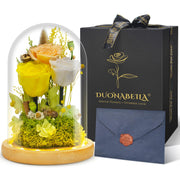 Preserved Flowers Gifts for Women Eternal Rose In Glass Dome Light Up Flower Real