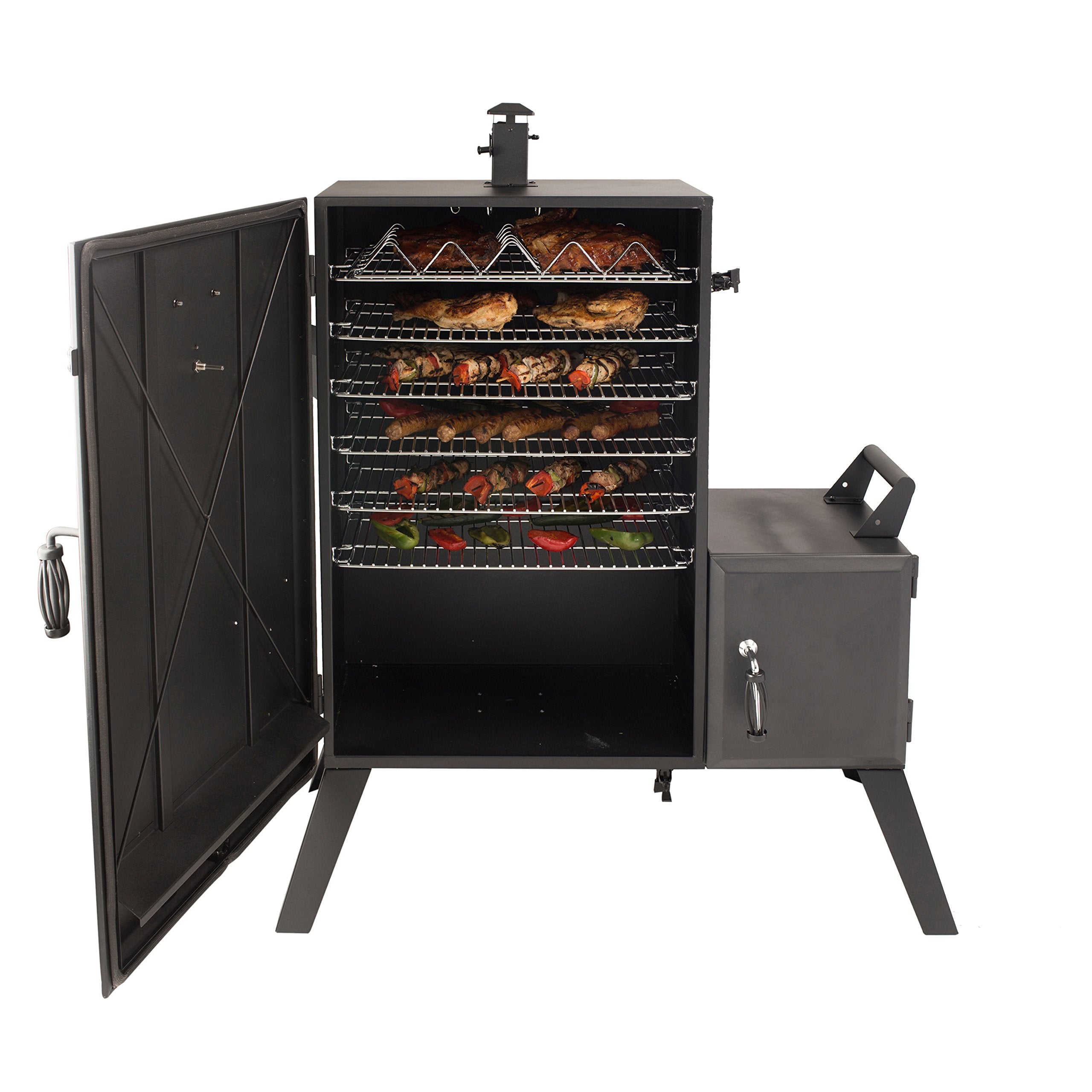 Wide Body Vertical Offset Charcoal Smoker,Black