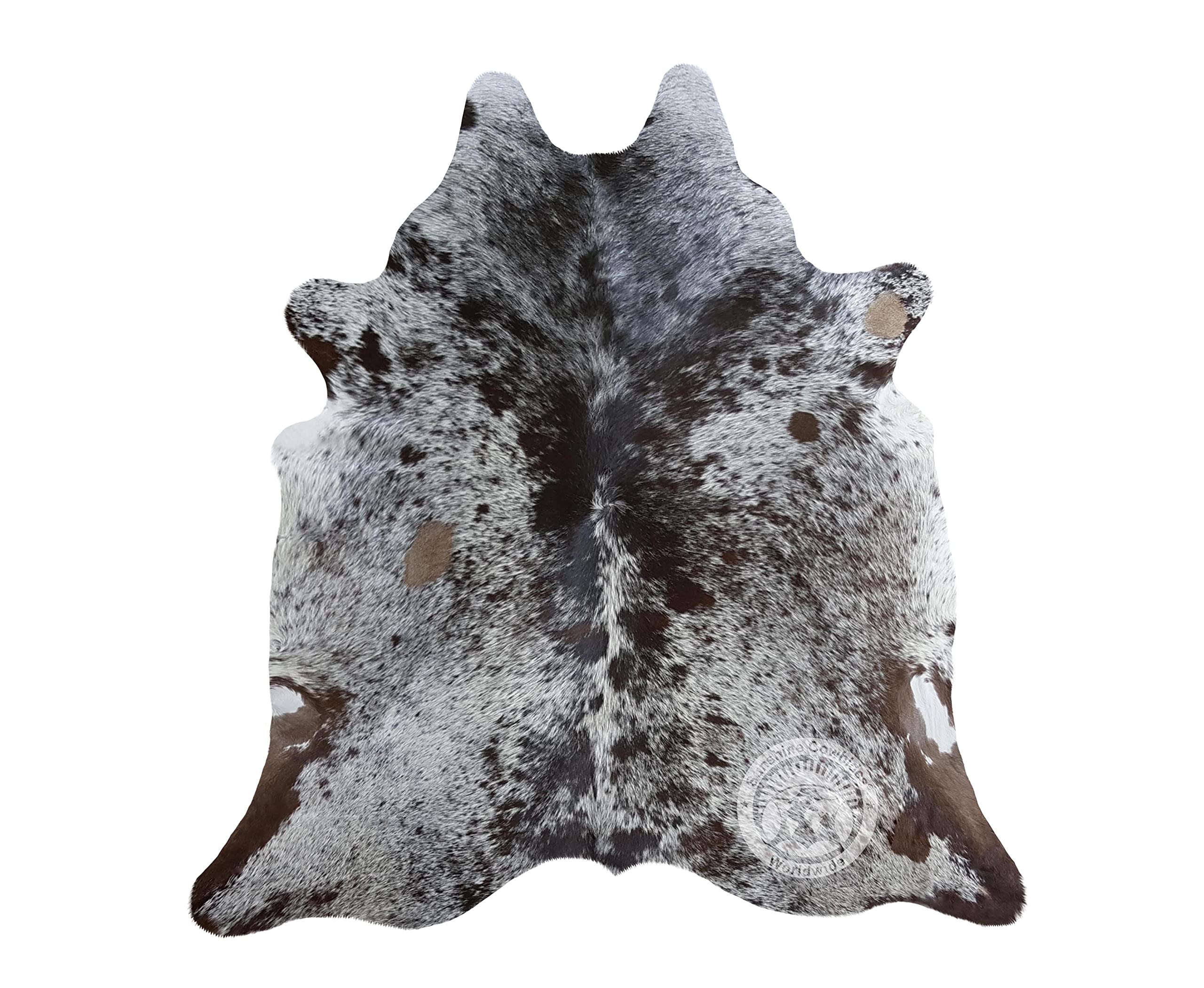 100% Genuine Salt and Pepper Longhorn Tricolor Cowhide Rug