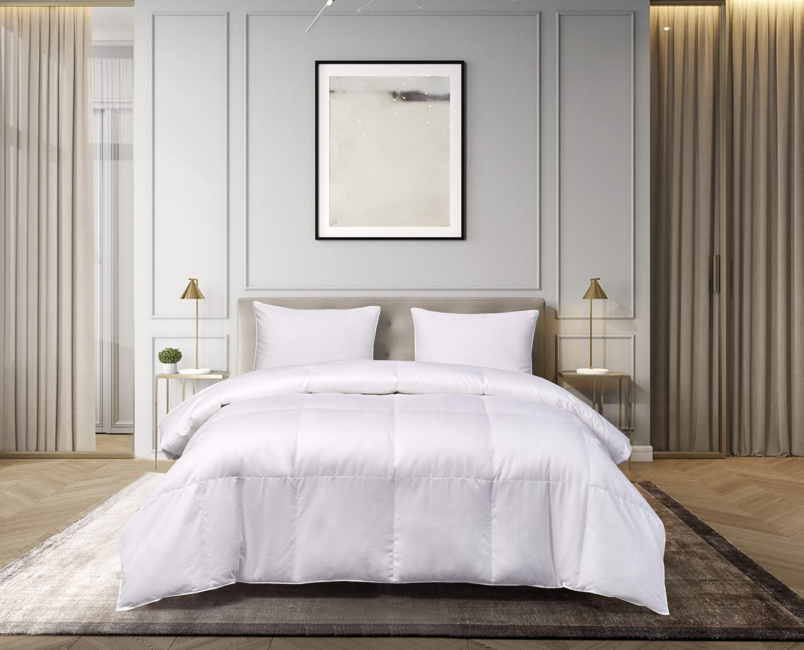 BlueRidge Home Fashion White Luxury 1000 Thread Count European Comforter-Hypoallergenic Premiumn Fill-Year Round Cover-Made In USA, Twin