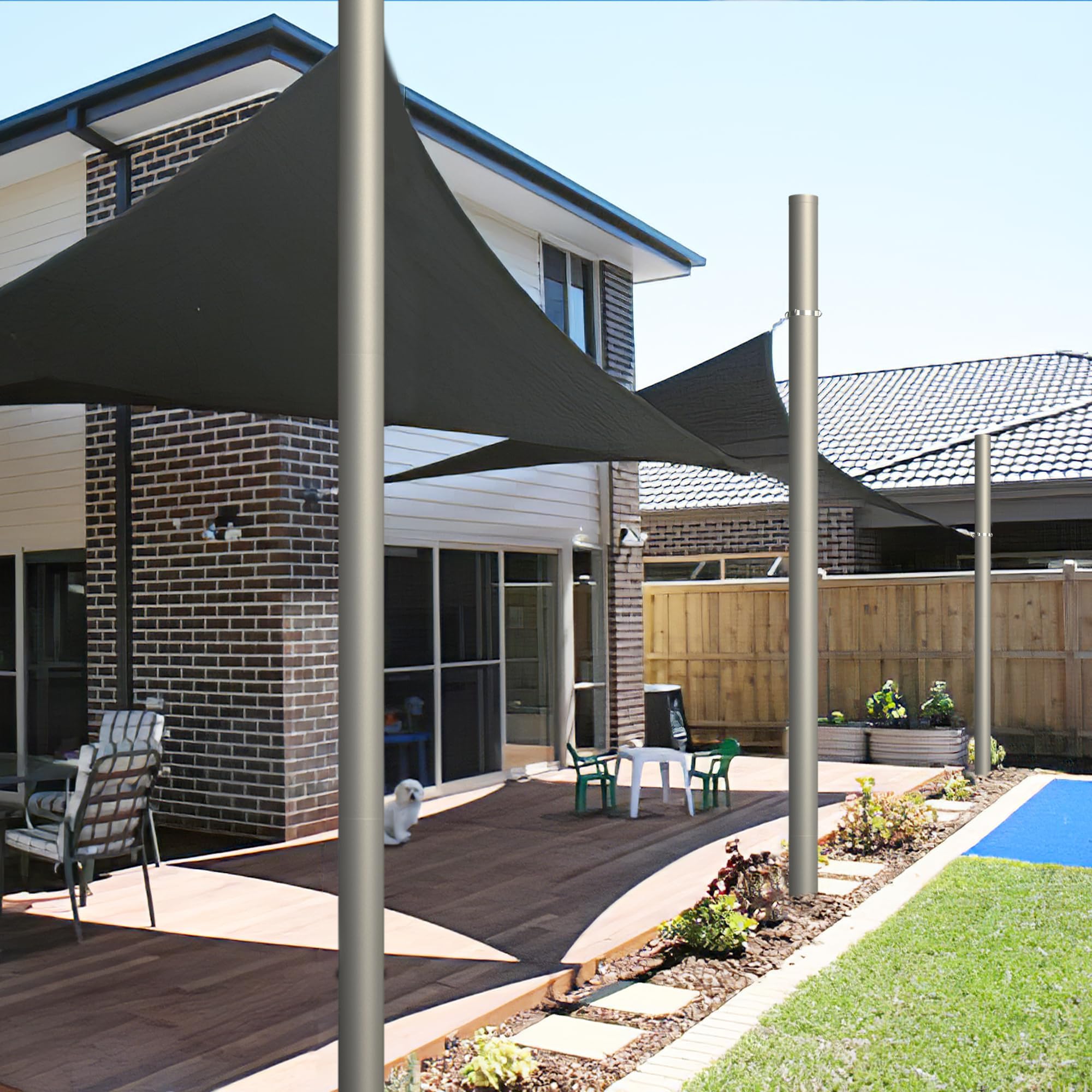 Shade Sail Poles, Heavy Duty Sun Shade Poles, Screw in Poles for Sun Shades Outdoor, 12 Ft