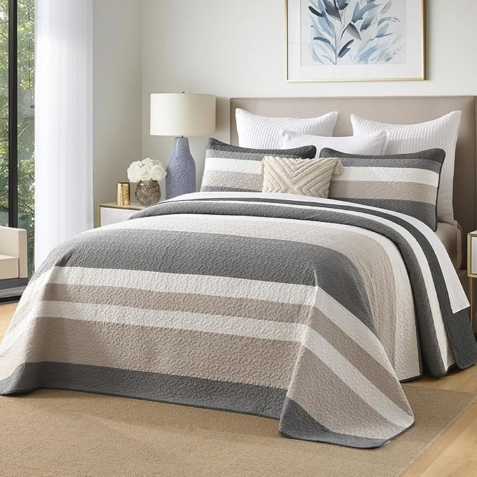 120"x120" Oversized Bedspread - 100% Cotton, California King Extra Large Quilt