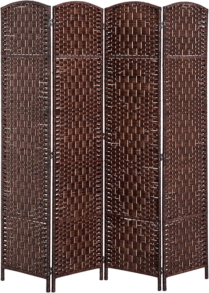 Room Divider 6 Panels Folding Privacy Screen 6FT Tall Portable Wicker Weave
