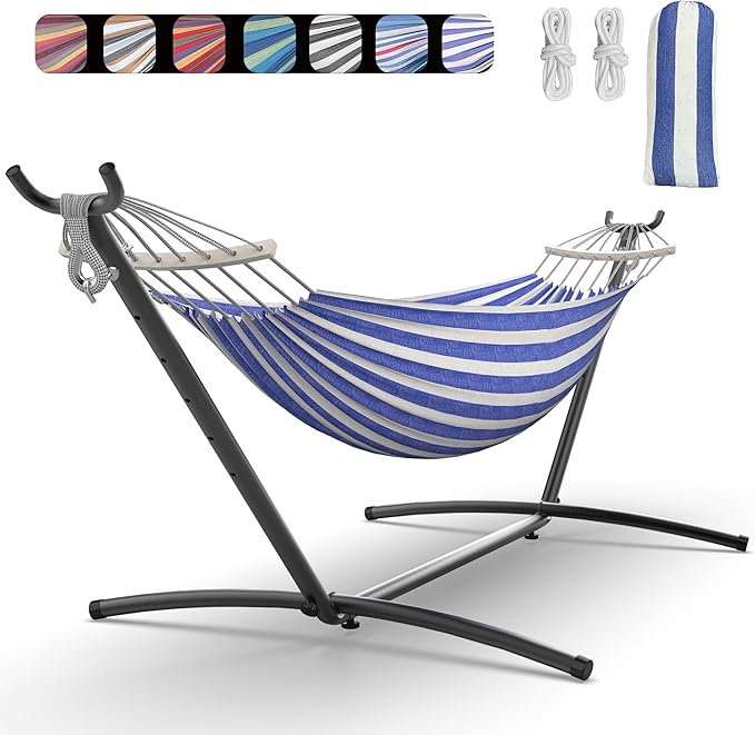 Double Hammock with Heavy-Duty Steel Stand,Portable,Easy Assembly