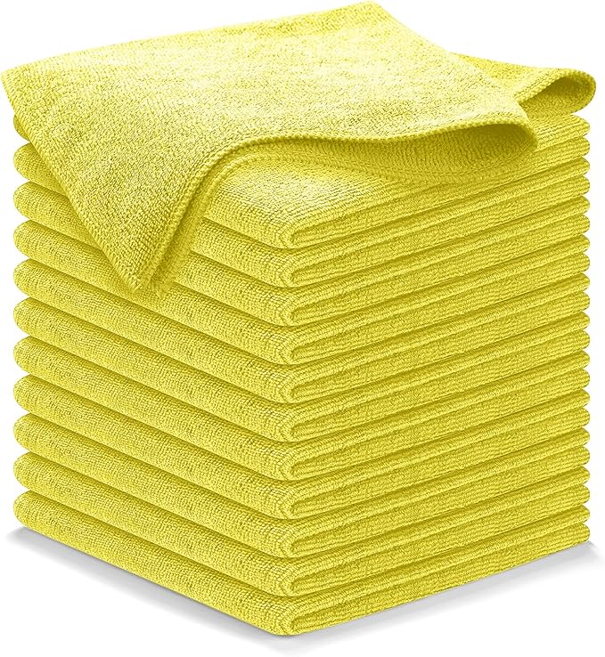 Microfiber Cleaning Cloth Grey - 12 Pcs (12.5"x12.5") - High Performance - 1200 Washes