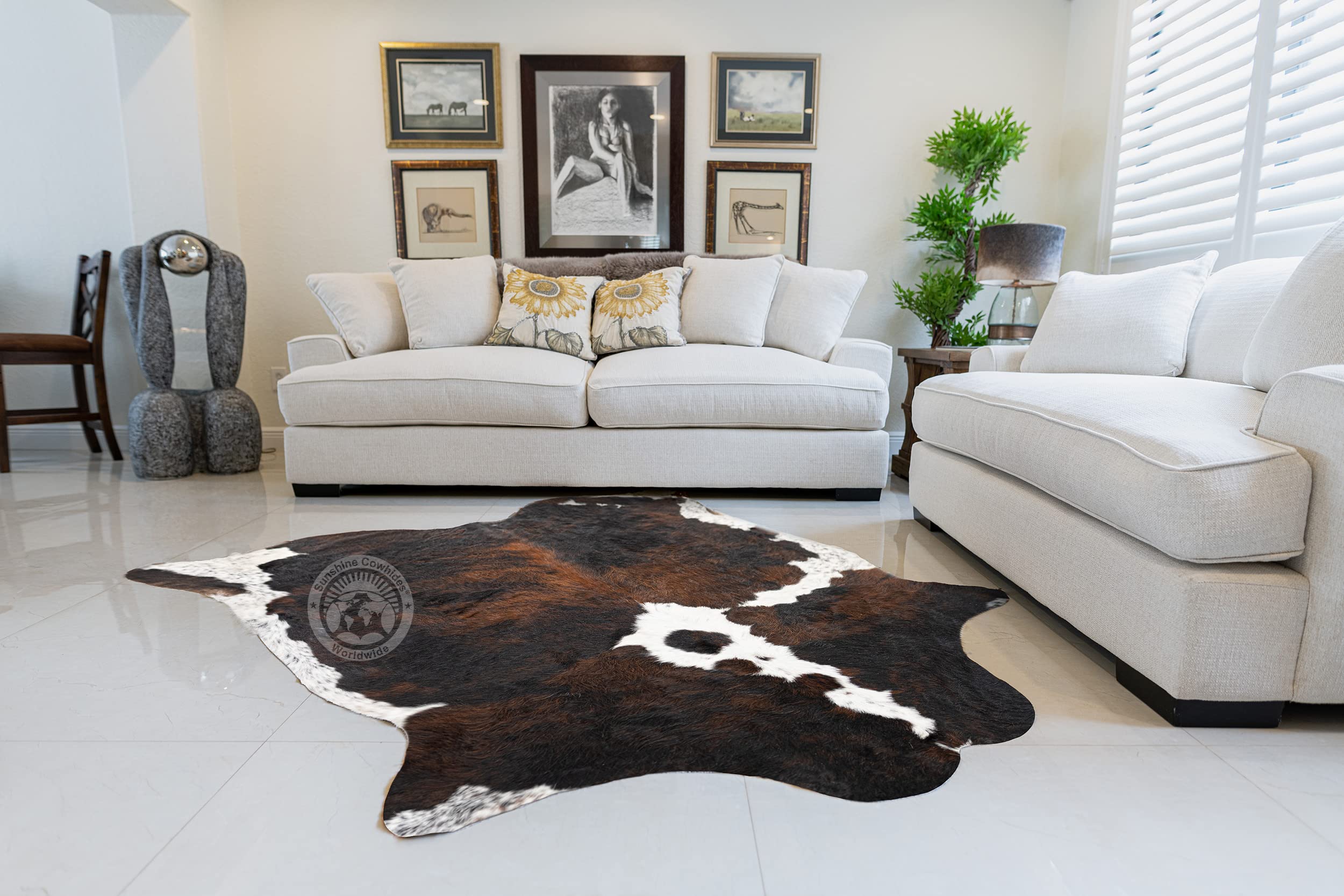 Genuine Cowhide Rug - Rustic Cowskin Hide for Living Room