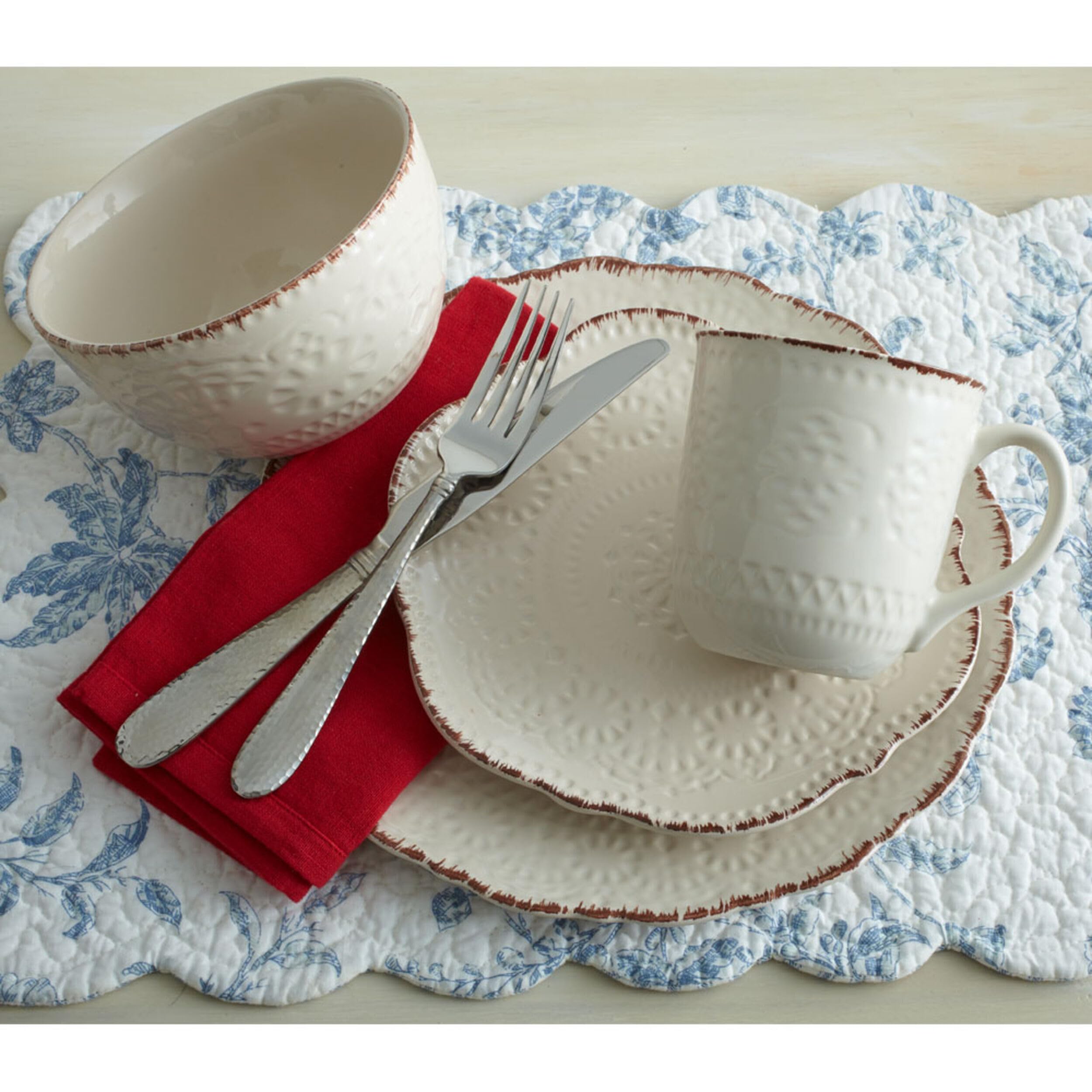 Chateau Cream 16-Piece Stoneware Dinnerware Set, Service for 4, Off White