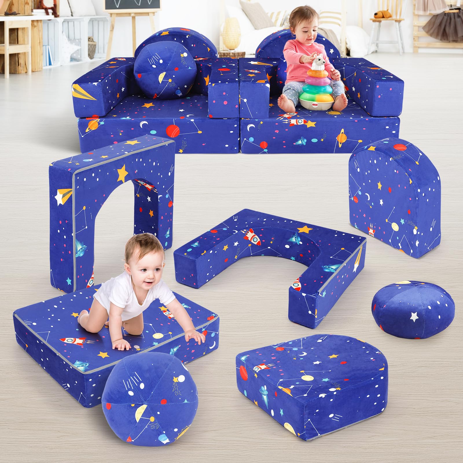 8 PCS Kids Play Couch,Modular Kids Play Couch Set