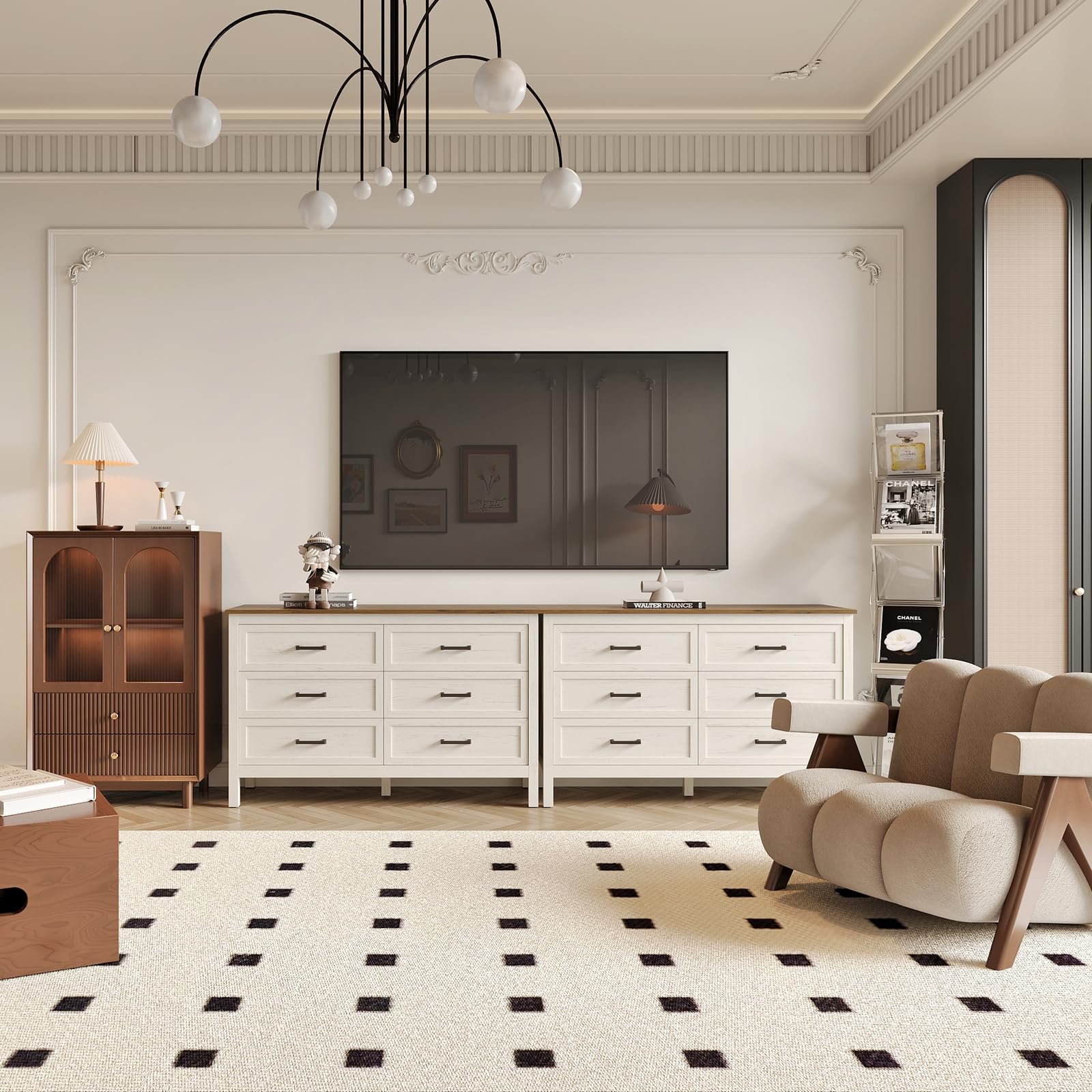 Farmhouse 6 Drawers Dresser for Bedroom, Modern Dresser