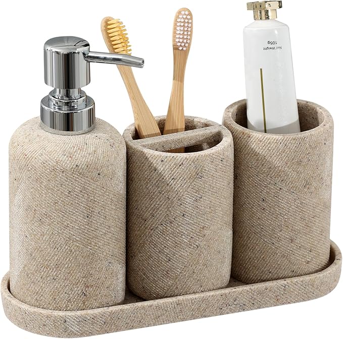 Bathroom Accessories Set, 5PCS Modern Bathroom Accessory Set with Soap Dispenser