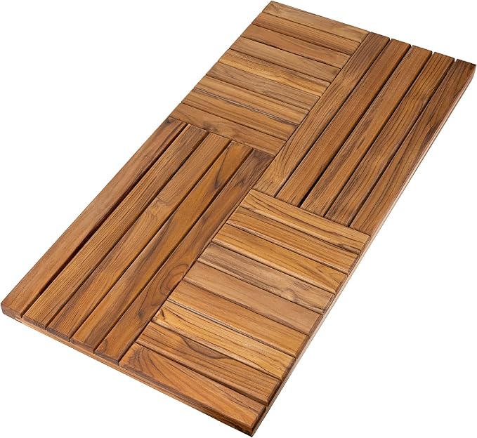 Teak Wood Bath Mat, Extra Large Shower Mat for Bathroom