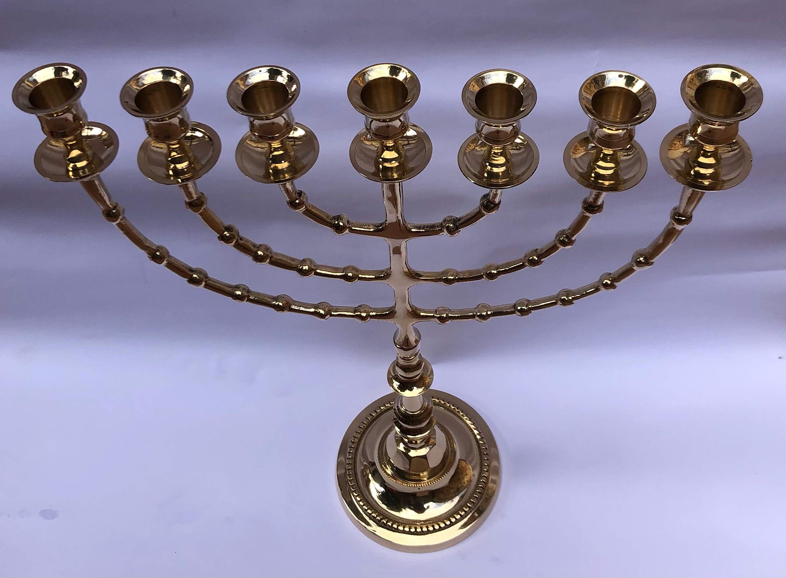 Brass 4898B, high 18",7 Branch, Menorah Candles, Menorah from Israel