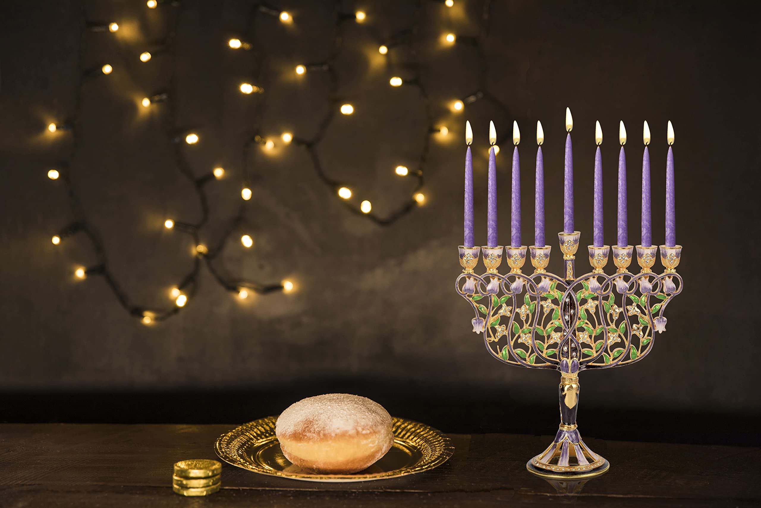 Tree of Life Hanukkah Menorah, Fits All Standard Chanukah Candles