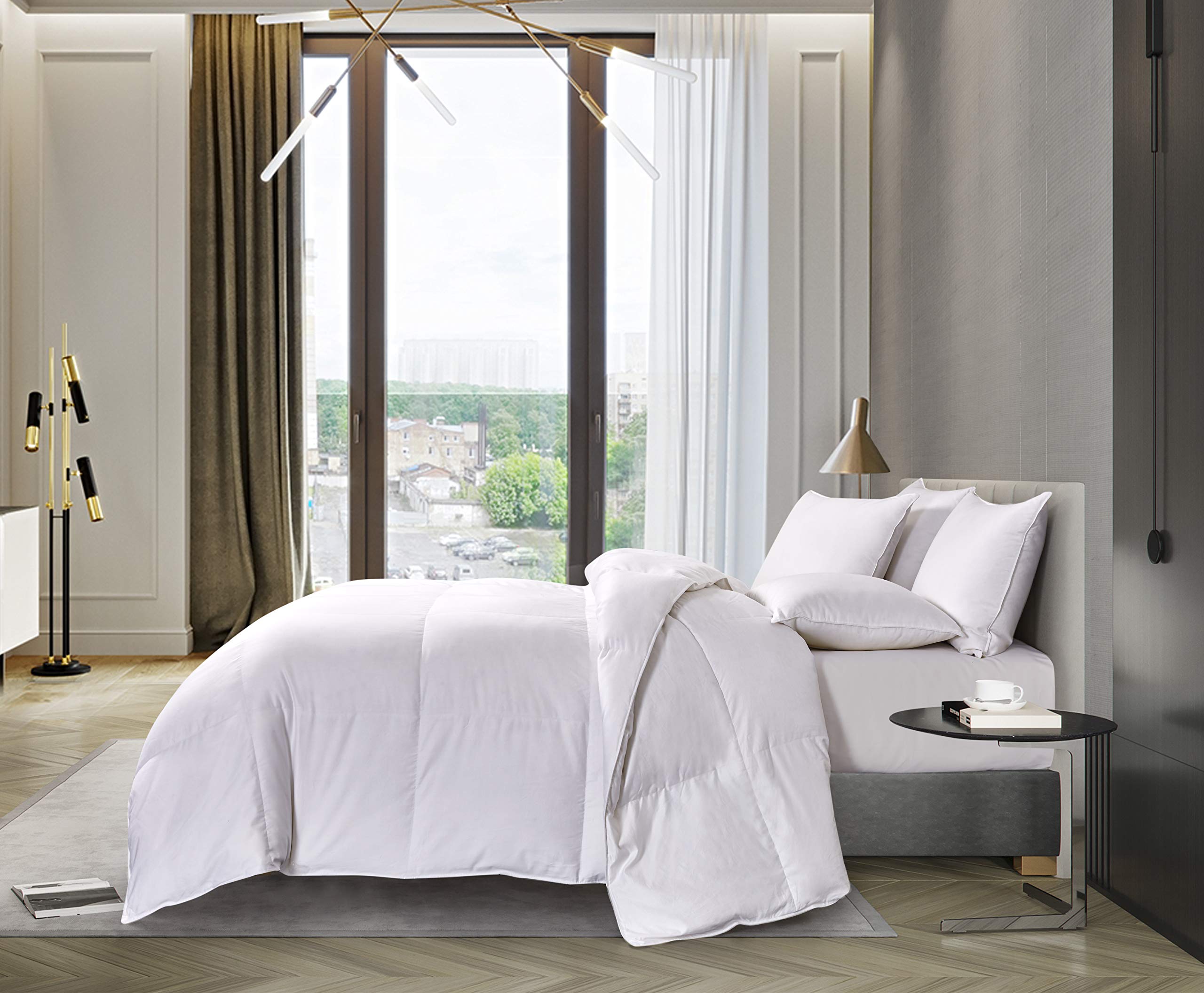 BlueRidge Home Fashion White Luxury 1000 Thread Count European Comforter-Hypoallergenic Premiumn Fill-Year Round Cover-Made In USA, Twin