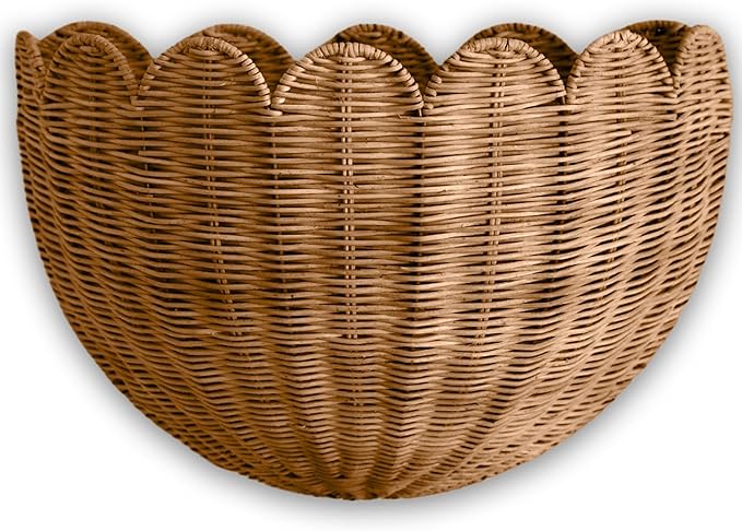 Scalloped Wicker Wall Basket - The Original - Hand Woven Basket - Scalloped Décor Wall