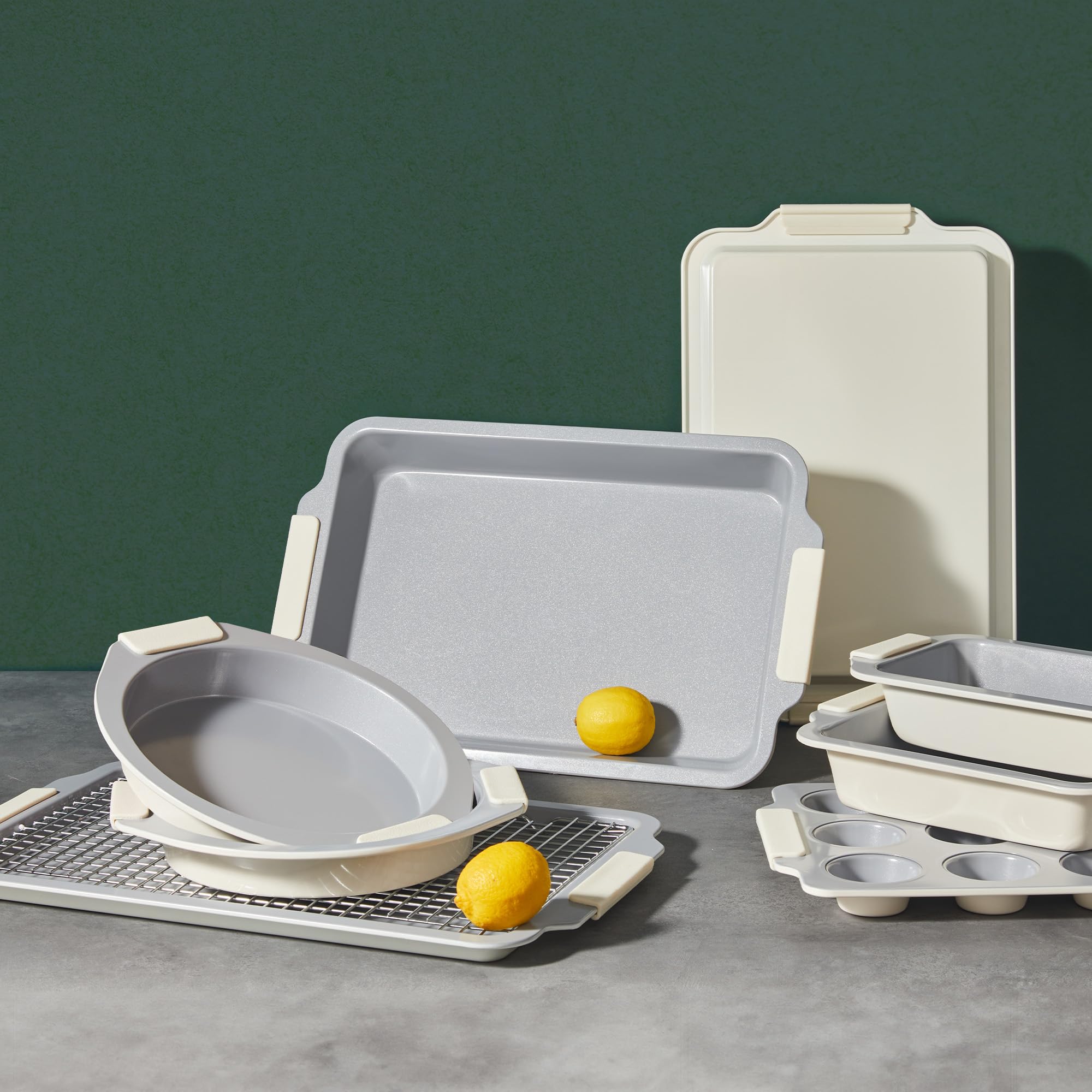 Nonstick Ceramic Bakeware Set (9 Pieces),Heavy Duty Aluminized Steel Bakeware-Baking