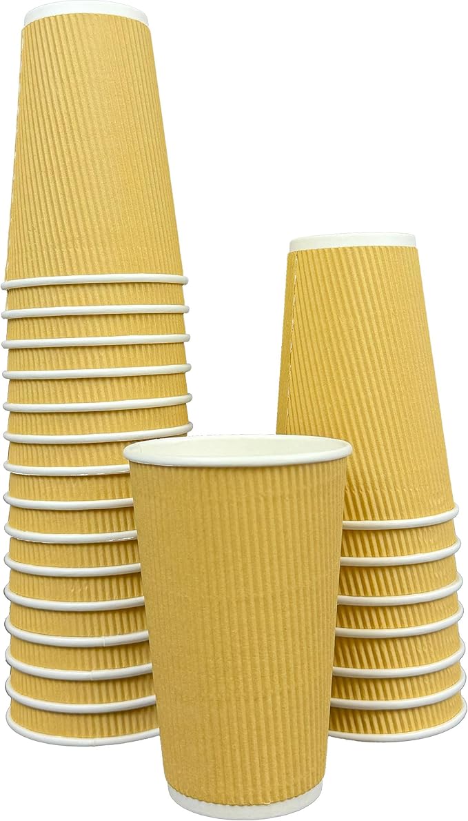500 Pack Corrugated Insulated Ripple Wall Paper Coffee Cups Disposable To Go