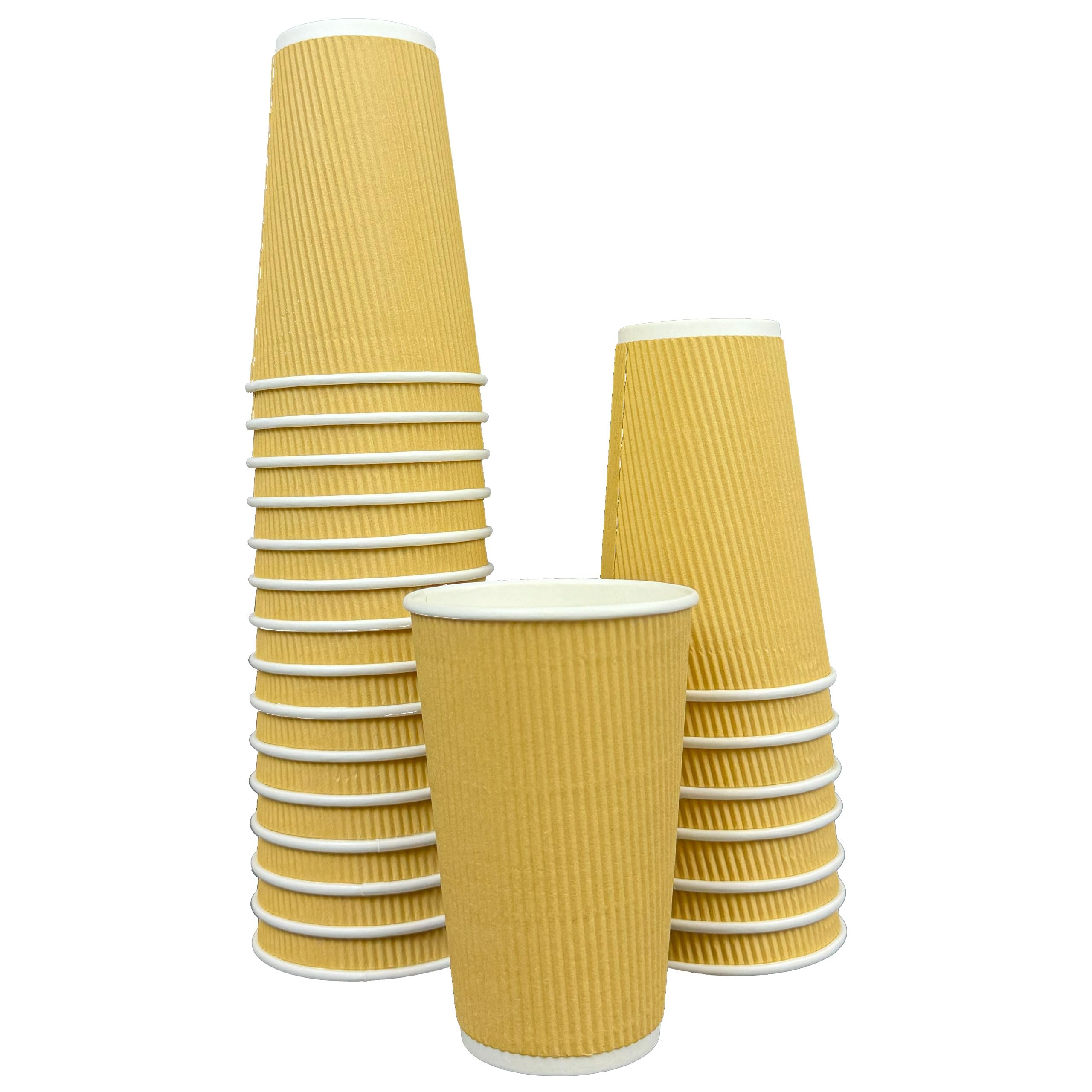 500 Pack Corrugated Insulated Ripple Wall Paper Coffee Cups Disposable To Go