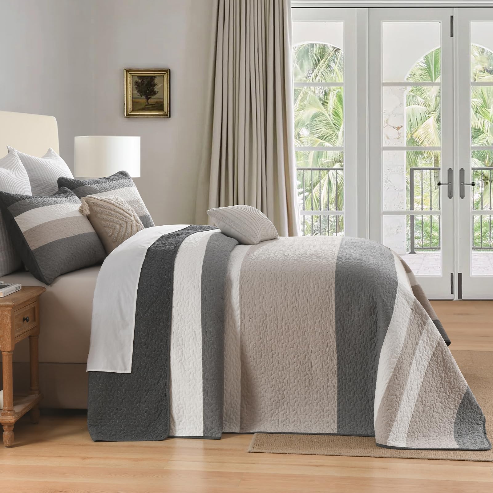 120"x120" Oversized Bedspread - 100% Cotton, California King Extra Large Quilt