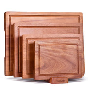 Wooden Cutting Board Set of 4 with Holder Solid Wood Chopping Boards for Kitchen