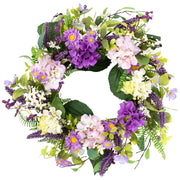 Hydrangea and Foliage Spring Floral Twig Wreath Purple 26"