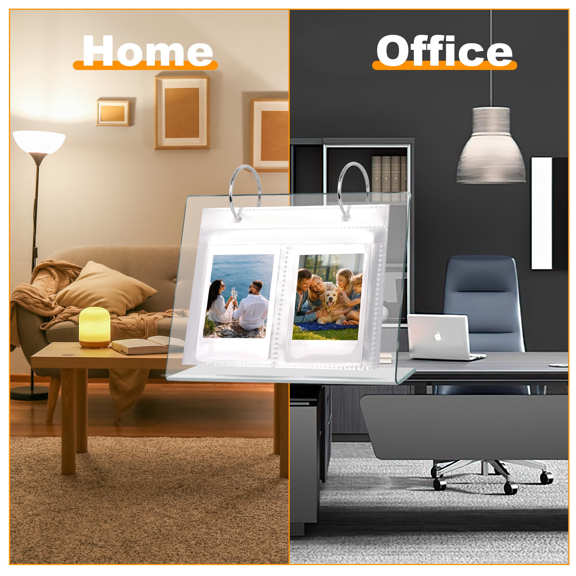 Desktop Small Photo Album, 68 Pockets Acrylic Flip Mini Photo Book, Tabletop Picture Display suitable for 2x3 inch Polaroid/Fujifilm Cameras/Kpop Photocard/Flash Card