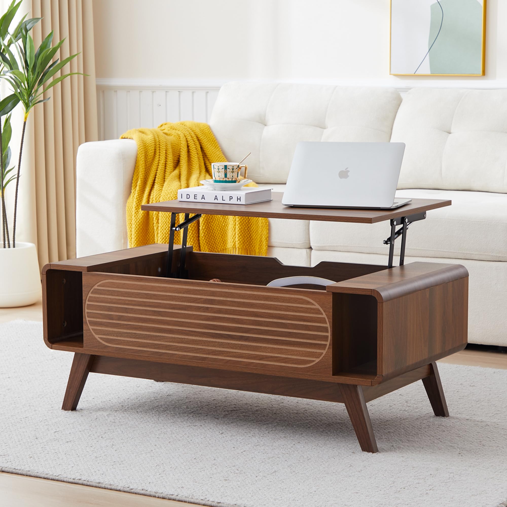 Small Lift Top Coffee Table with Hidden Compartment