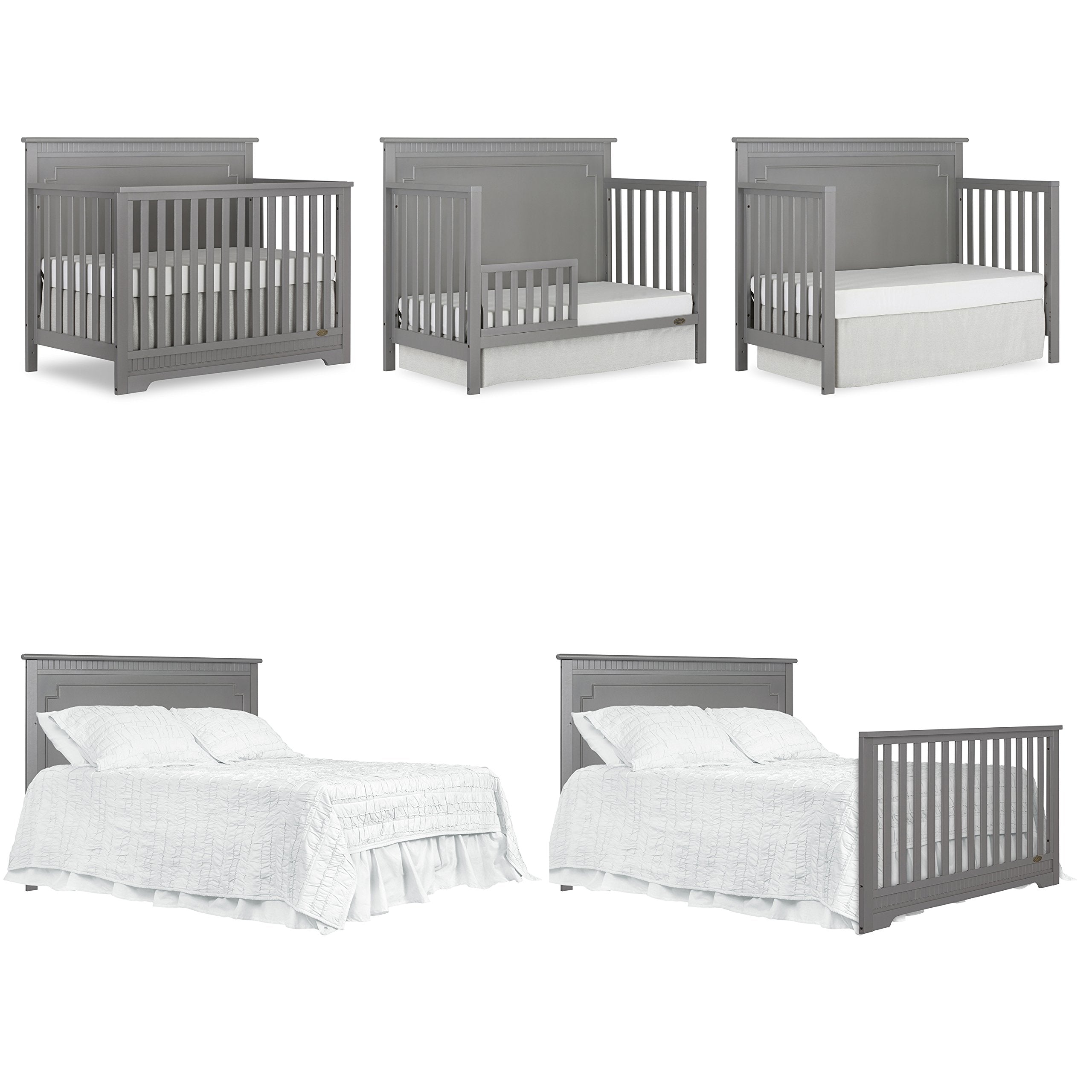 Morgan 5-in-1 Convertible Crib in Storm Grey, Greenguard Gold Certified
