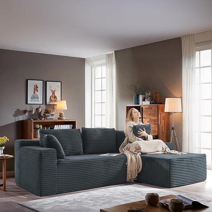 104''Sectional Cloud Couch with L Shaped Chaise