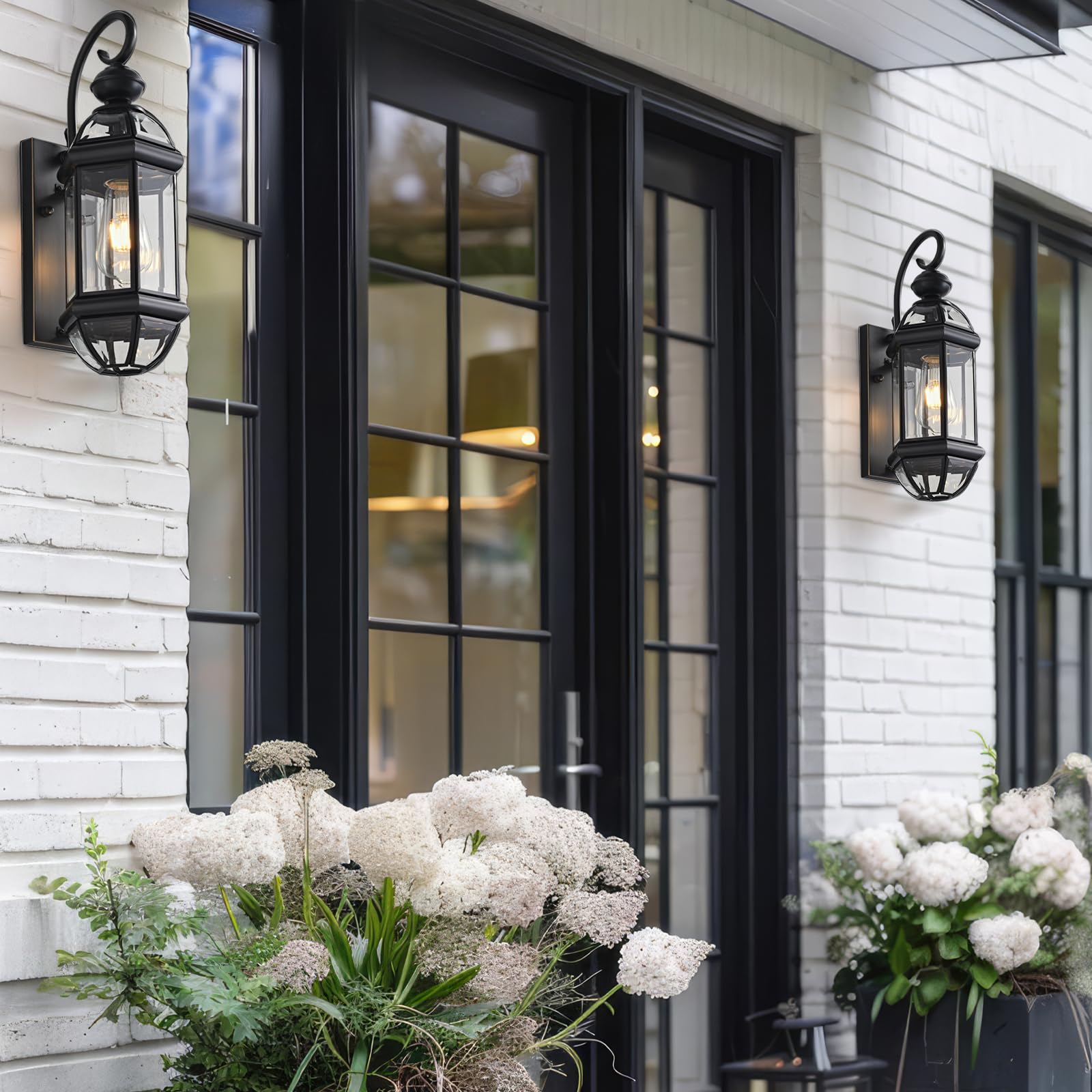 Outdoor Light Fixture 17" Copper Exterior Wall Lights Black Lantern Porch Light