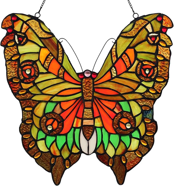 Yellow Butterfly Stained Glass Window Hanging Tiffany Animal Style Stained Glass