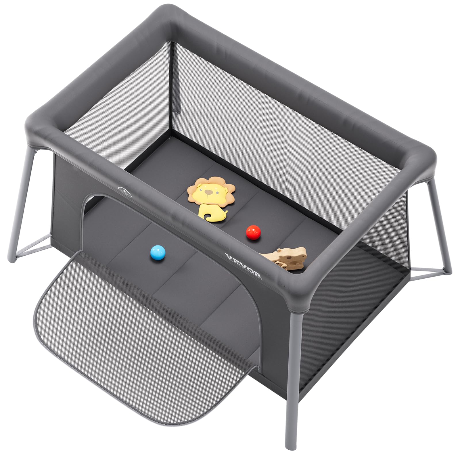 Travel Crib and Play Yard, Folding Baby Playpen with Zipper Gate & Soft Mattress