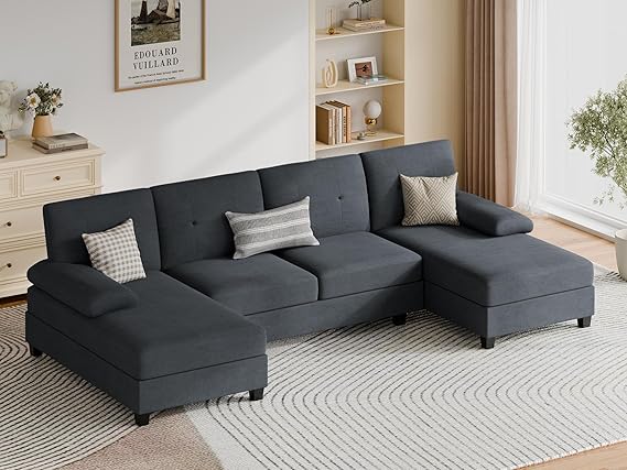 Sectional Couches for Living Room, U-Shaped Sofa with Chaise