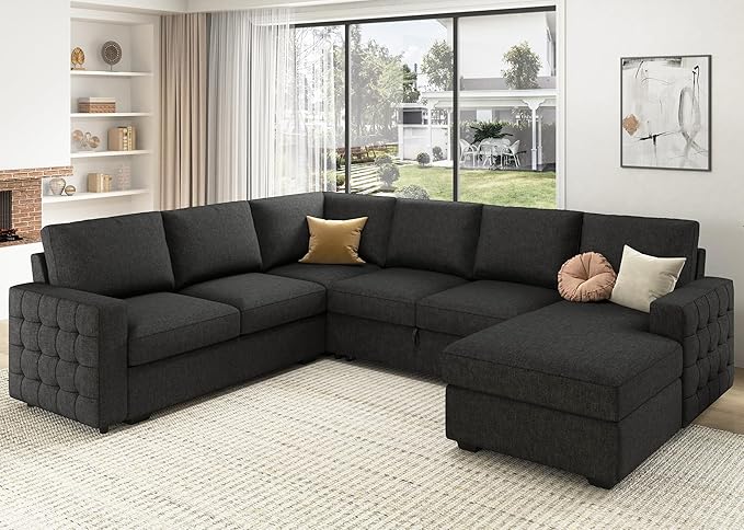 Sectional Sleeper Sofa with Pull Out Bed U-shape Sectional Couch Sleeper Bed