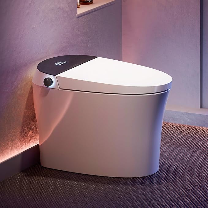 Smart Bidet Toilet, Smart Toilet with Bidet Built in, Pump-assisted Flush