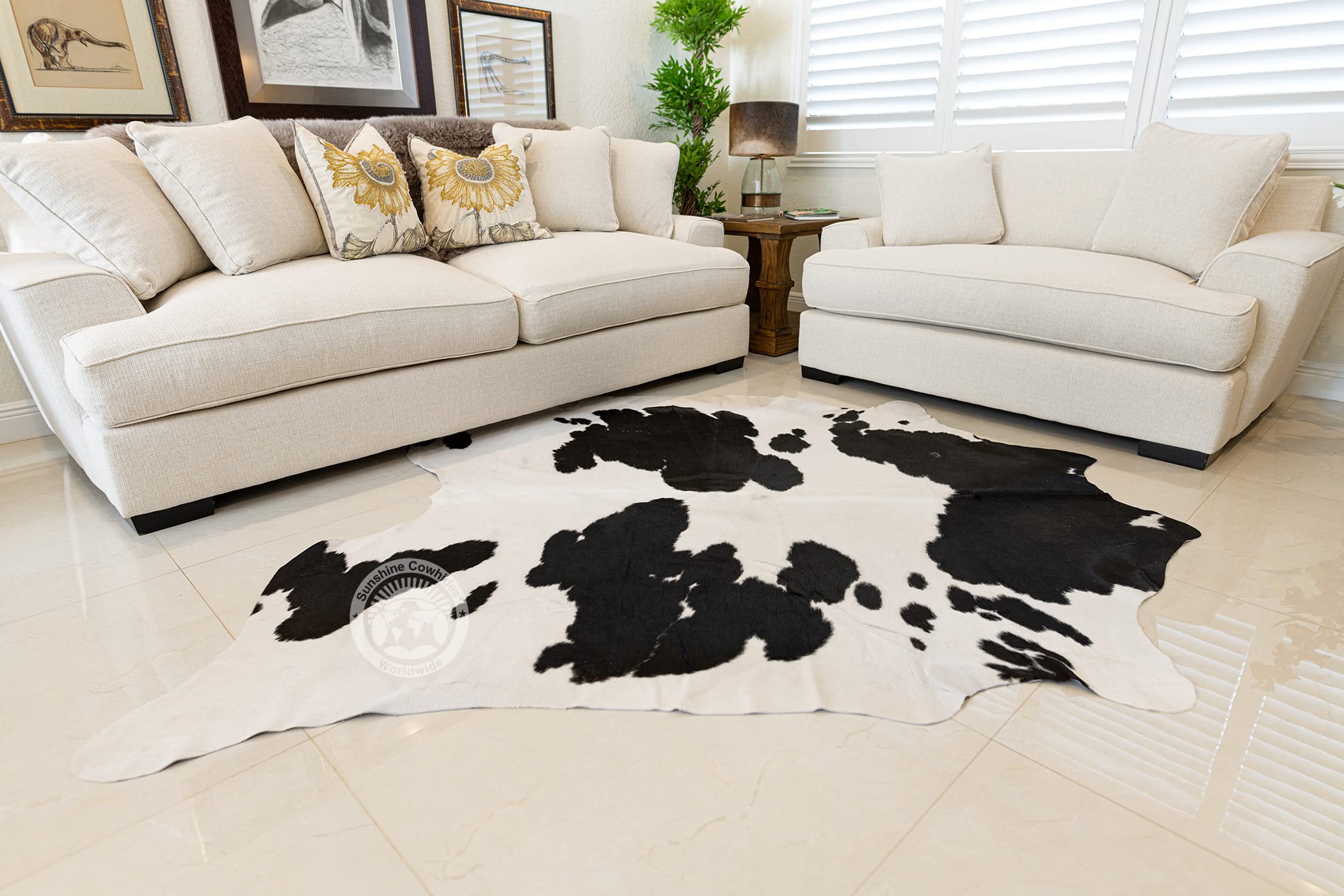 100% Genuine Black and White Cowhide Rug - Modern Style Animal Skin
