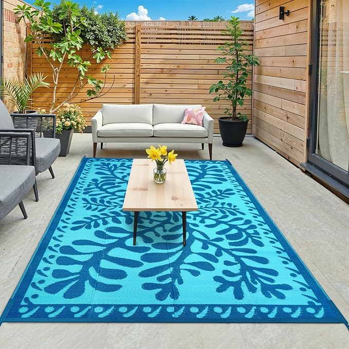 8x10 Outdoor Rug for Patios Clearance, Waterproof Camping Rug for Outside RV