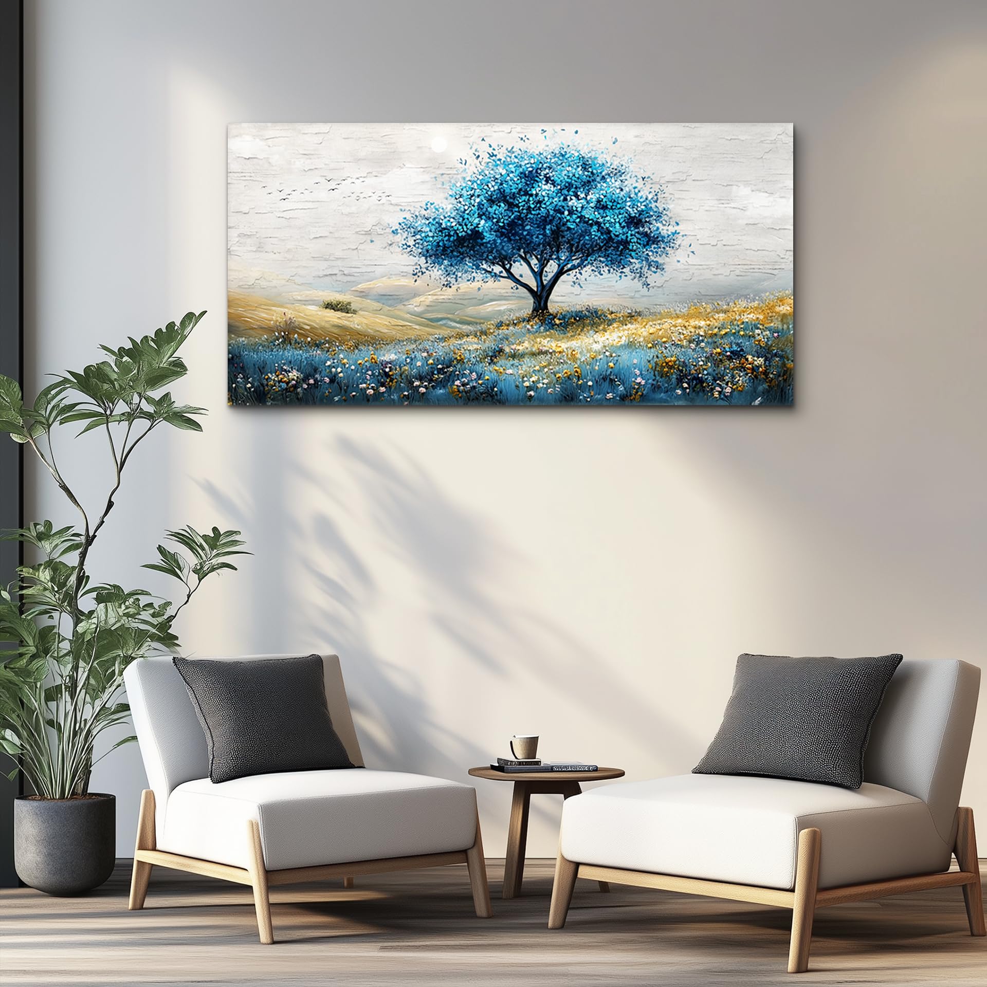 Large Canvas Wall Art For Living Room Wall Decor For Bedroom Blue Tree Landscape Wall