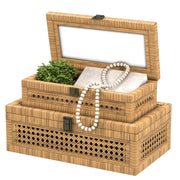 Rattan Decorative Box,Boho Display Boxes with Lids