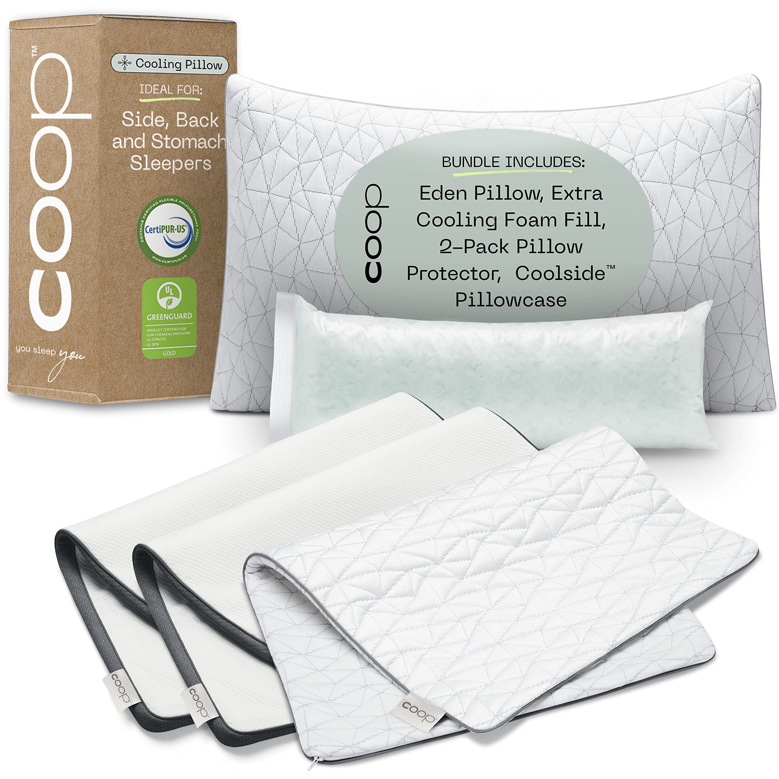 Eden Pillow, Protector & Pillowcase Queen Bundle