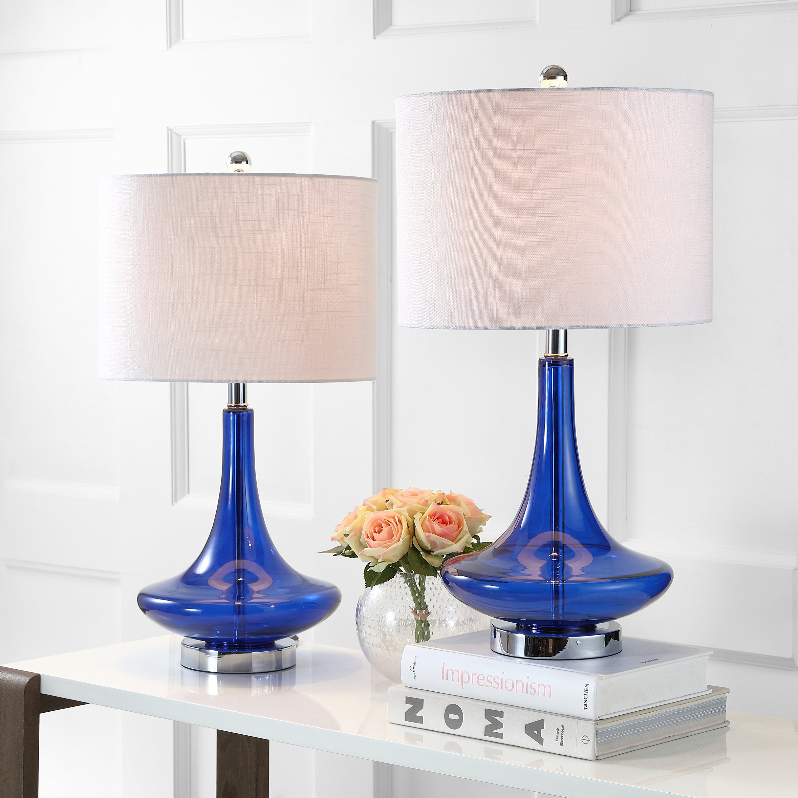 Set of 2 Table Lamps Cecile 25.5" Glass Teardrop LED Table Lamp Contemporary