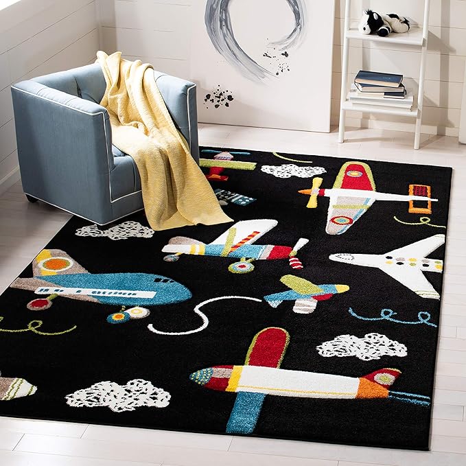 Carousel Kids Collection Accent Rug - 3'3" x 5'3", Navy & Ivory