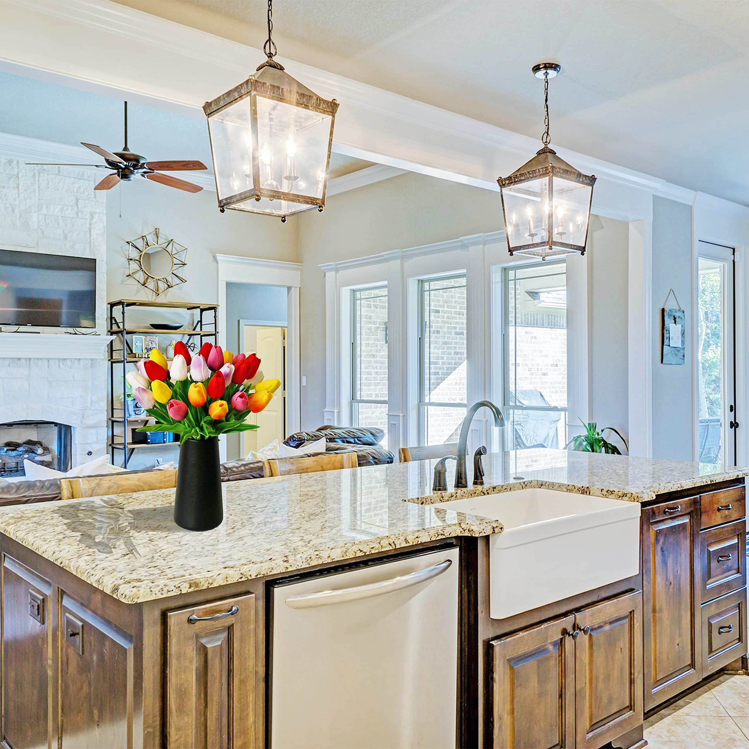 Faux Hydrangea Flowers in Vase, Small Silk Flowers in Vase with Fake Water